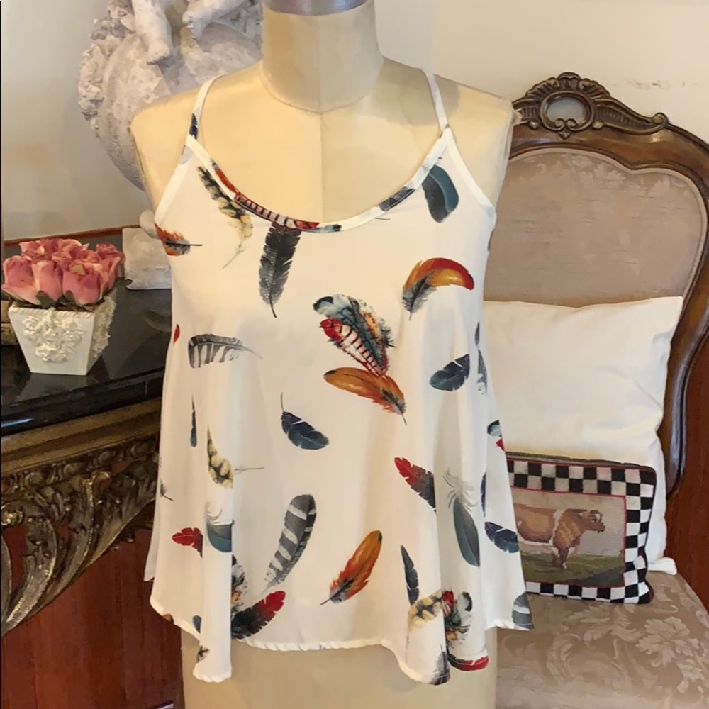 NWOT Agaci Feather Tank Top small camisole